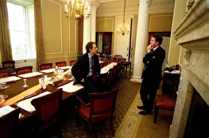 Tony Blair British Prime Minister inside 10 downing street with Mirror editor Piers