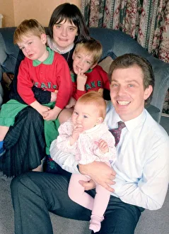 Tony Blair and family December 1988 Tony Blair future labour prime minister with