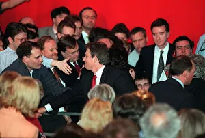 00186 Prints: Tony Blair at Festival Hall General Election May 1997 Tony Blair shakes hands with