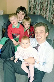 Sons Prints: Tony Blair future labour prime minister with his wife Cherie and sons Ewan 4