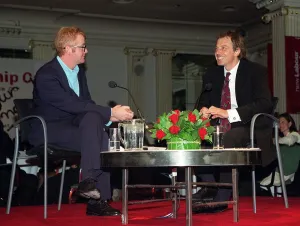 Tony Blair at the Grosvenor Hotel where he was meeting prospective members of the Labour