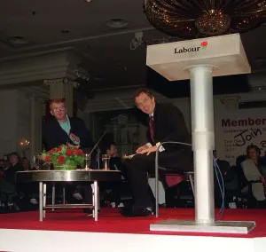 Tony Blair at the Grosvenor Hotel where he was meeting prospective members of the Labour