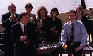 Tony Blair having a drink with friend and Labour Party members