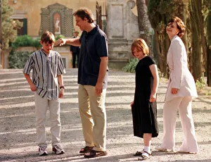 Tony Blair on holiday in Tuscany August 1998 with wife Cherie and children Kathryn