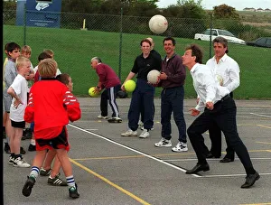 Tony Blair and Kevin Keegan at Stanley Deason School Brighton as the Labour Leader shows
