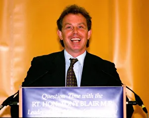 Tony Blair MP Labour Party Leader during pupils question time at Hamilton School in