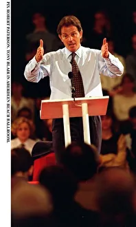 Tony Blair MP leader of the Labour Party speaking at Aberdeen Beach Ballroom on a visit
