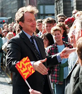 Tony Blair Mp Prime Minister September 1997 in Scotland during his Yes Yes Campaign