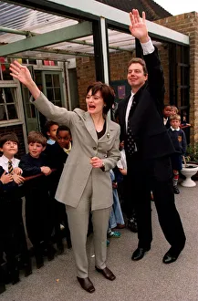 Tony Blair MP Prime Minister with wife Cherie Blair during a visit to Sudbourne Primary