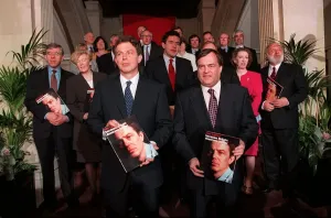 Tony Blair and shadow cabinet launch their manifesto for the general election April 1997