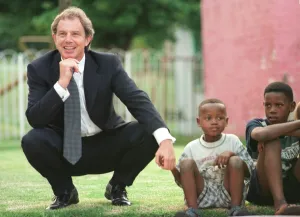 Tony Blair Visits South Africa 1999 with children at Johannesburg Hospital - Nazareth