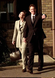 Tony Blair with his wife Cherie Blair during the General Election 1997