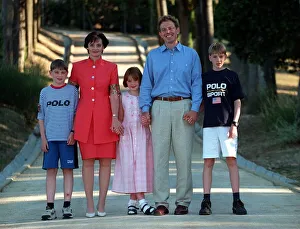 Tony Blair and wife Cherie and family on holiday Italy August 1997 where they are