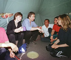 Refugees Prints: Tony & Cherie Blair at the Brazda refugee camp Macedonia April 1999