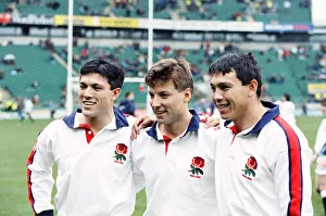 00266 Prints: Tony and Rory Underwood pose for the cameras with Rob Andrew (centr