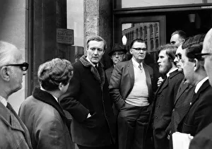 Trade Unions Prints: Tony Wedgwood - Benn talking to Rolls Royce union officials outside Transport House