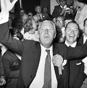 Tory leader Edward Heath, looking jubilant after a day of Election campaigning in his