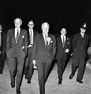 Tory leader Edward Heath, looking jubilant after a day of Election campaigning in his