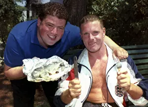 Tracksuit Prints: Tottenham and England footballer Paul Gascoigne with his friend Jimmy