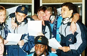 Song Prints: Tottenham Hotspur footballer Paul Gascoigne ficks the face of one of his Spurs team mates