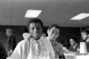 Only Young Men Prints: Tottenham Hotspur footballers Garth Crookes and Osvaldo Ardiles in the teams canteen