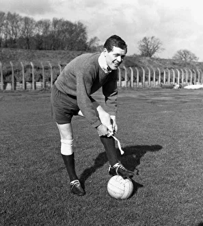 Tottenham Hotspur forward Les Allen in training at the Spurs training headquarters