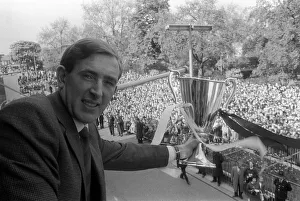 Tottenham Hotspur player Danny Blanchflower holding the European Cup Winners Cup Winners