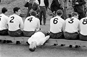 Tottenham Hotspur team having pictures taken by the press before a training session