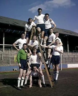 Ladders Prints: Tottenham Hotspur team pose for a group photograph at White Hart Lane March 1961
