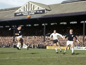 Tottenham Hotspurs Alan Gilzean heads at goal during the English League Division One