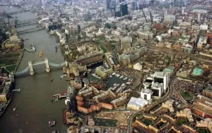 Towns And Villages Prints: Tower Bridge London and the St Katharines Dock Area of London