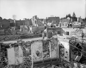 Refugees Prints: The town of Revigny destroyed by the Germans during the fighting on the Eastern flank of