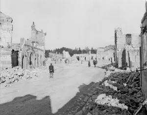 The town of Revigny destroyed by the Germans during the fighting on the Eastern flank of