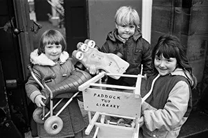 Toy time... making their choices at the new Paddock Toy Library are (from left
