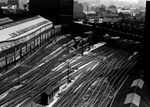 Loneliness Prints: The tracks leading to Paddington Station deserted due to a strike by railway men