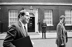 Minister Prints: Trade and Industry Secretary Leon Brittan leaving Downing Street after a Cabinet meeting
