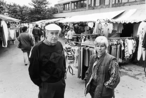 Markets Prints: Two traders at the Greymare Lane Market, Openshaw, Manchester