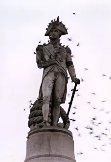 00202 Prints: Trafalgar Square - Nelsons Column Britain Places London