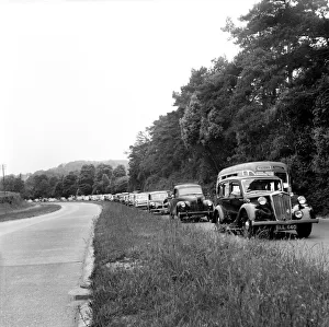 Congestion Prints: Traffic 1960. Homeward bound traffic on the Worthing-London road at Washington was slowed