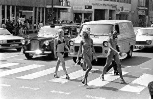 Traffic came to a Standstill in Knightsbridge today when three London models wearing