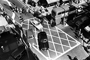 Traffic congestion at the box junction in Oxford Street London