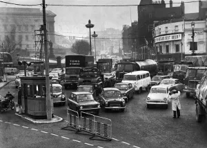 Rush Hour Prints: Traffic jam outside the entrance to the Queensway Tunnel in Liverpool after an earlier