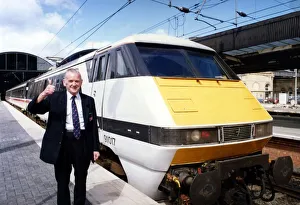 Unknown Age Prints: Train driver Bob Elington with a new Intercity 225 electric train on 7th August 1991