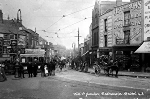 Historical Prints: Trams in West Street, Bedminster, Bristol circa 1910s