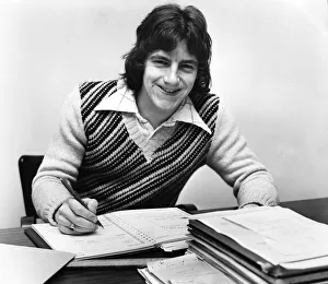 Students Prints: Tranmere Rovers footballer Steve Coppell sitting at his desk as he studies for his degree