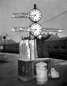 Sign Prints: Transport: Railways. The departure sign at Manchesters Victoria Station