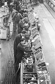 Production Line Prints: The transverse engine assembly line for the Mini The Austin Mini production line