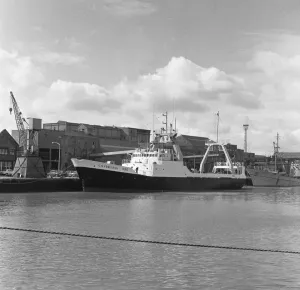 01026 Prints: The trawler Cs Forester returning to St Andrews Dock after a day of sea trials in