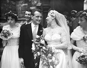 Off Pitch Prints: Trevor Chamberlain Fulham outside left and his bride the fomer Miss Margaret Tyrell