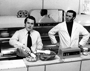 Trevor Francis seen serving in his fish and chip shop december 1973